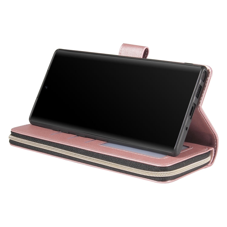 For Samsung Galaxy Note10+ Zipper Wallet Bag Horizontal Flip PU Leather Case with Holder & 9 Card Slots & Wallet & Lanyard & Photo Frame