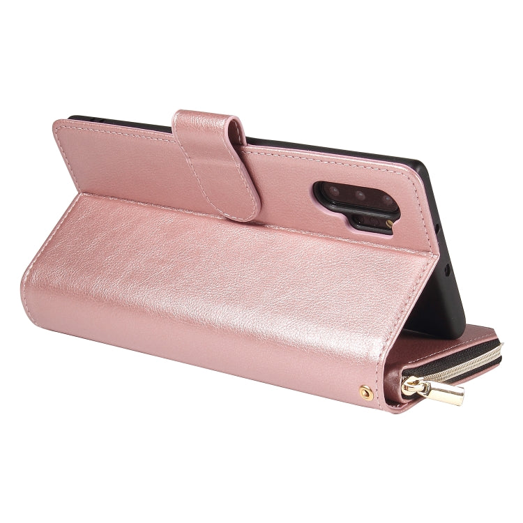 For Samsung Galaxy Note10+ Zipper Wallet Bag Horizontal Flip PU Leather Case with Holder & 9 Card Slots & Wallet & Lanyard & Photo Frame