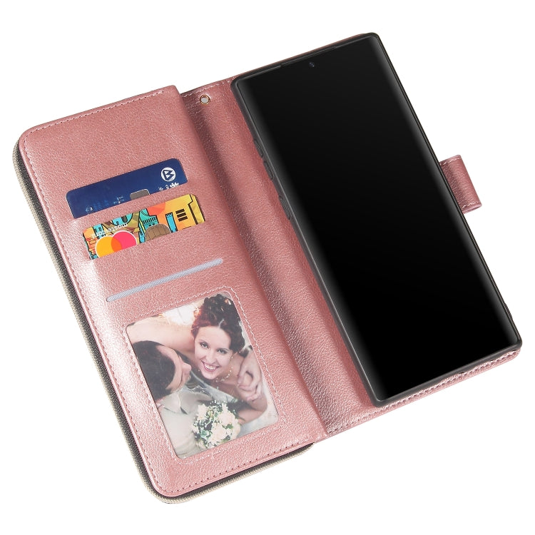 For Samsung Galaxy Note10+ Zipper Wallet Bag Horizontal Flip PU Leather Case with Holder & 9 Card Slots & Wallet & Lanyard & Photo Frame