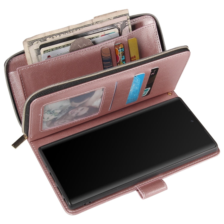 For Samsung Galaxy Note10+ Zipper Wallet Bag Horizontal Flip PU Leather Case with Holder & 9 Card Slots & Wallet & Lanyard & Photo Frame