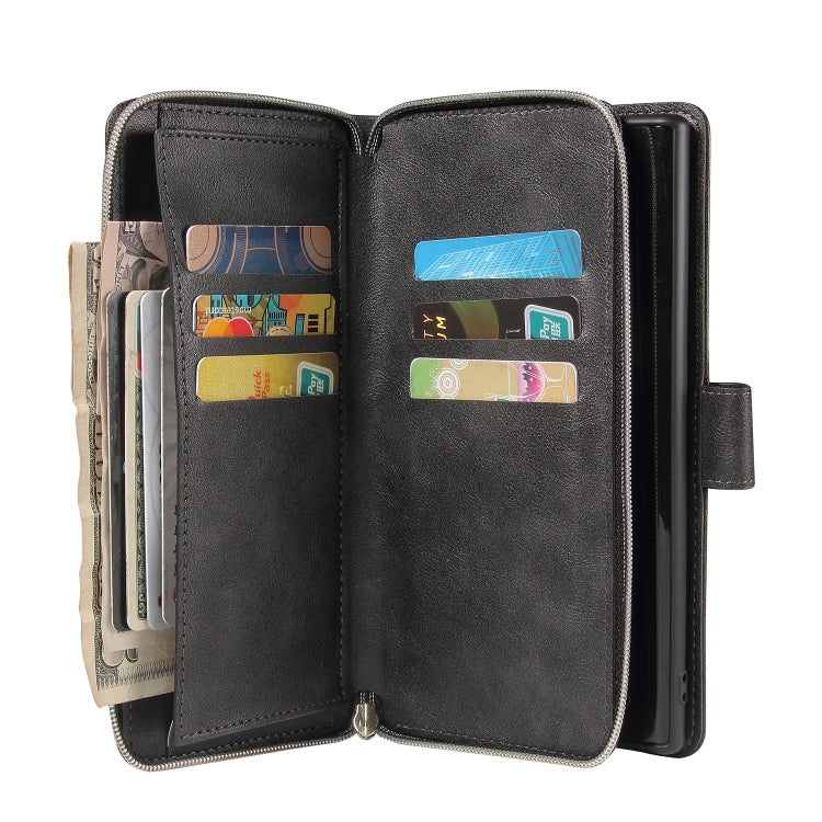 For Samsung Galaxy Note10+ Zipper Wallet Bag Horizontal Flip PU Leather Case with Holder & 9 Card Slots & Wallet & Lanyard & Photo Frame