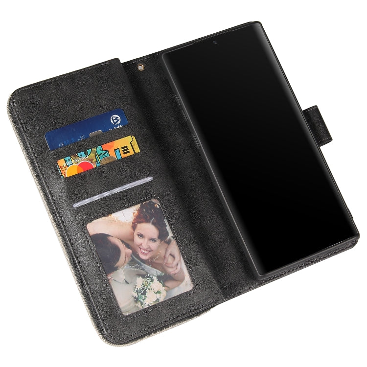 For Samsung Galaxy Note10+ Zipper Wallet Bag Horizontal Flip PU Leather Case with Holder & 9 Card Slots & Wallet & Lanyard & Photo Frame