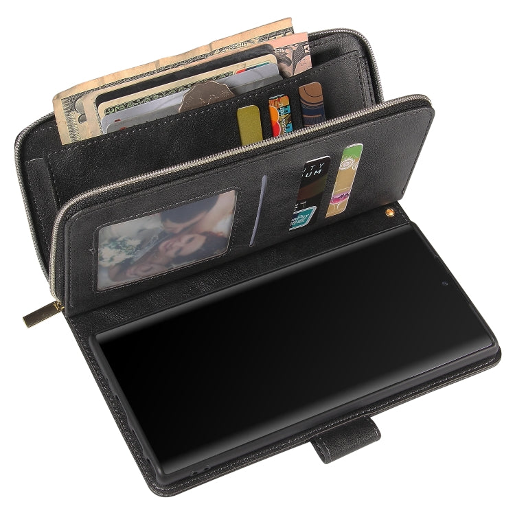 For Samsung Galaxy Note10+ Zipper Wallet Bag Horizontal Flip PU Leather Case with Holder & 9 Card Slots & Wallet & Lanyard & Photo Frame