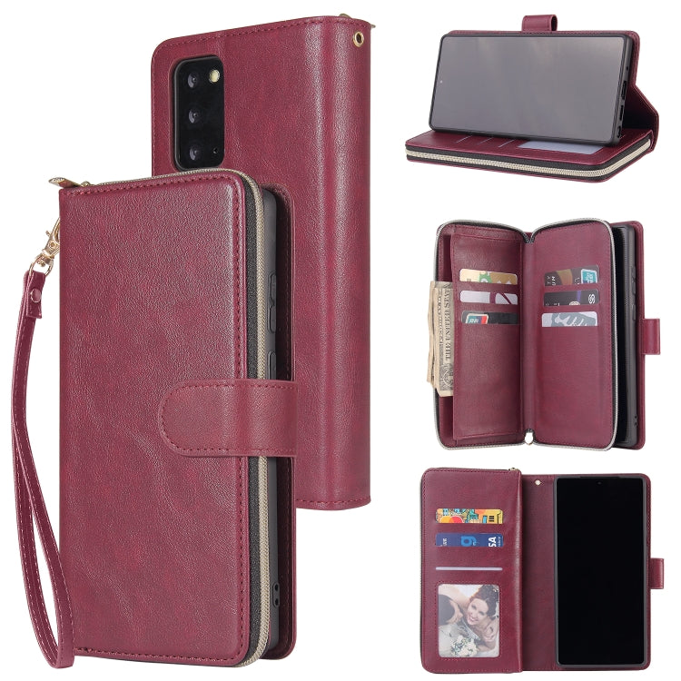 For Samsung Galaxy Note20 Zipper Wallet Bag Horizontal Flip PU Leather Case with Holder & 9 Card Slots & Wallet & Lanyard & Photo Frame