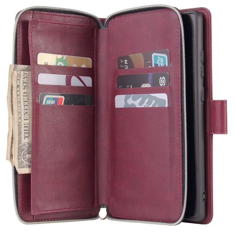 For Samsung Galaxy Note20 Zipper Wallet Bag Horizontal Flip PU Leather Case with Holder & 9 Card Slots & Wallet & Lanyard & Photo Frame