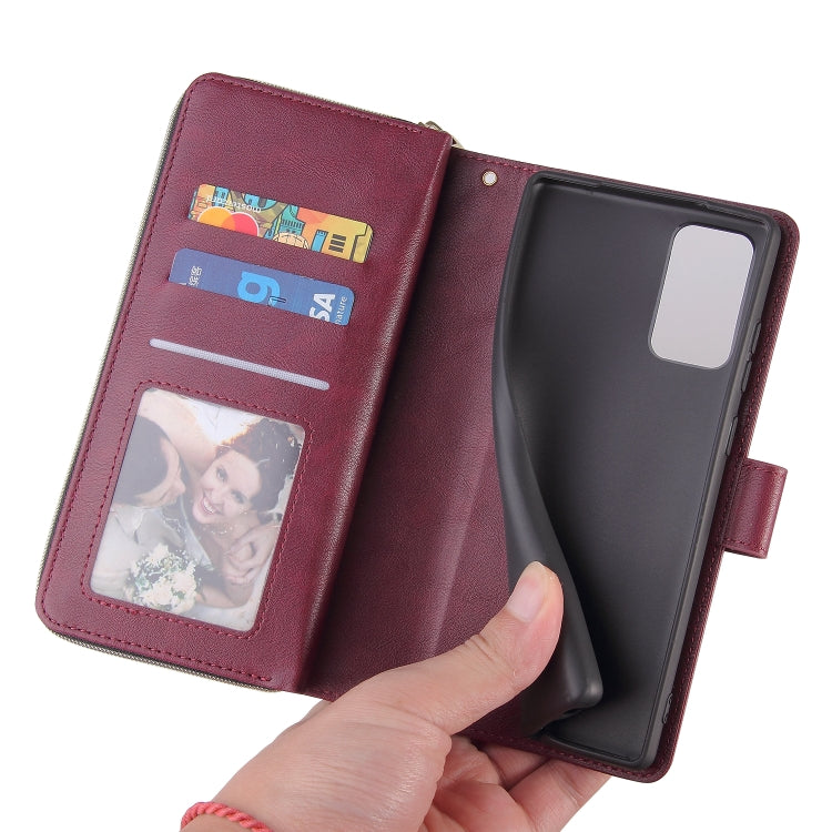 For Samsung Galaxy Note20 Zipper Wallet Bag Horizontal Flip PU Leather Case with Holder & 9 Card Slots & Wallet & Lanyard & Photo Frame