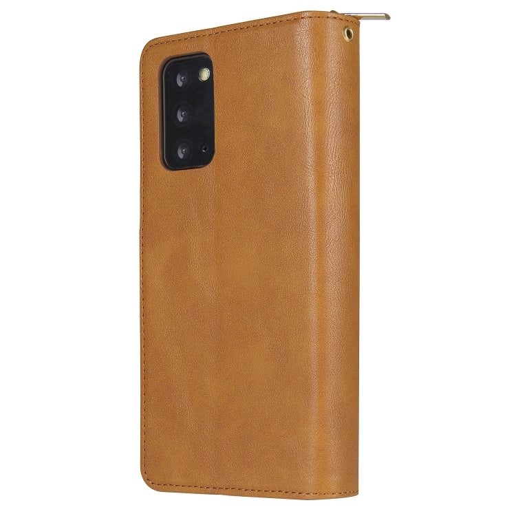 For Samsung Galaxy Note20 Zipper Wallet Bag Horizontal Flip PU Leather Case with Holder & 9 Card Slots & Wallet & Lanyard & Photo Frame