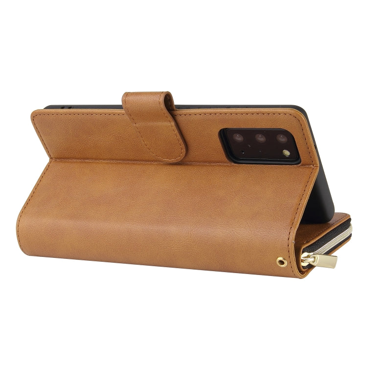 For Samsung Galaxy Note20 Zipper Wallet Bag Horizontal Flip PU Leather Case with Holder & 9 Card Slots & Wallet & Lanyard & Photo Frame