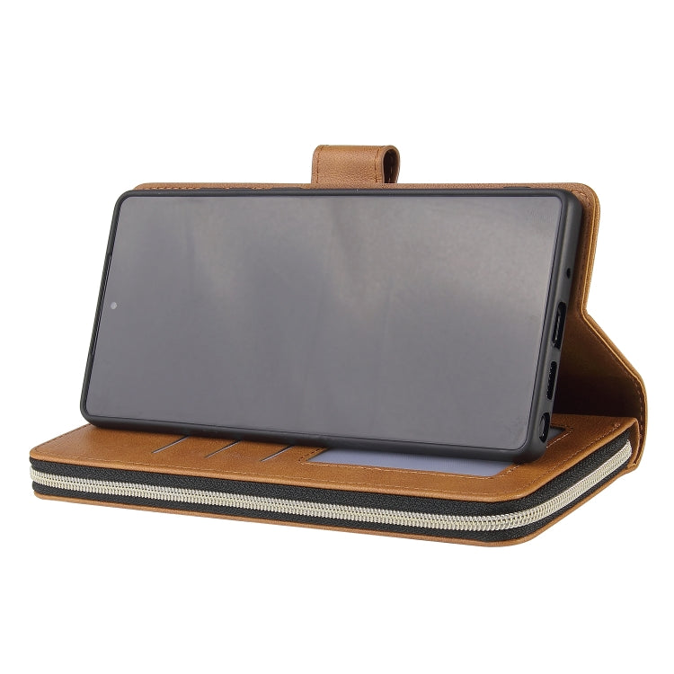 For Samsung Galaxy Note20 Zipper Wallet Bag Horizontal Flip PU Leather Case with Holder & 9 Card Slots & Wallet & Lanyard & Photo Frame