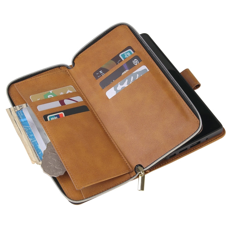 For Samsung Galaxy Note20 Zipper Wallet Bag Horizontal Flip PU Leather Case with Holder & 9 Card Slots & Wallet & Lanyard & Photo Frame