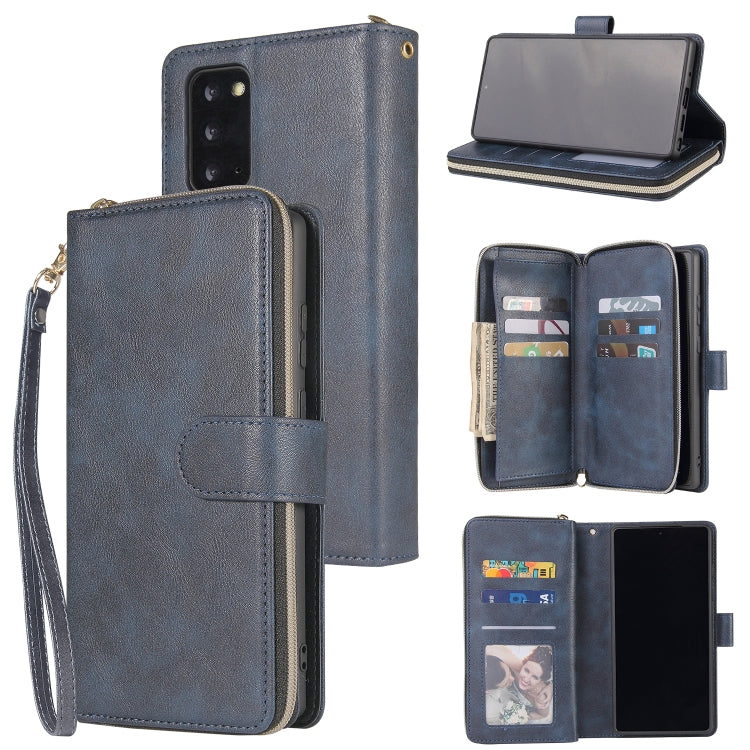 For Samsung Galaxy Note20 Zipper Wallet Bag Horizontal Flip PU Leather Case with Holder & 9 Card Slots & Wallet & Lanyard & Photo Frame