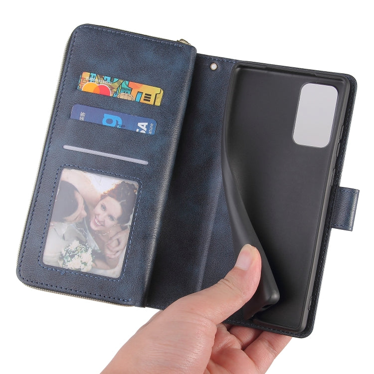For Samsung Galaxy Note20 Zipper Wallet Bag Horizontal Flip PU Leather Case with Holder & 9 Card Slots & Wallet & Lanyard & Photo Frame