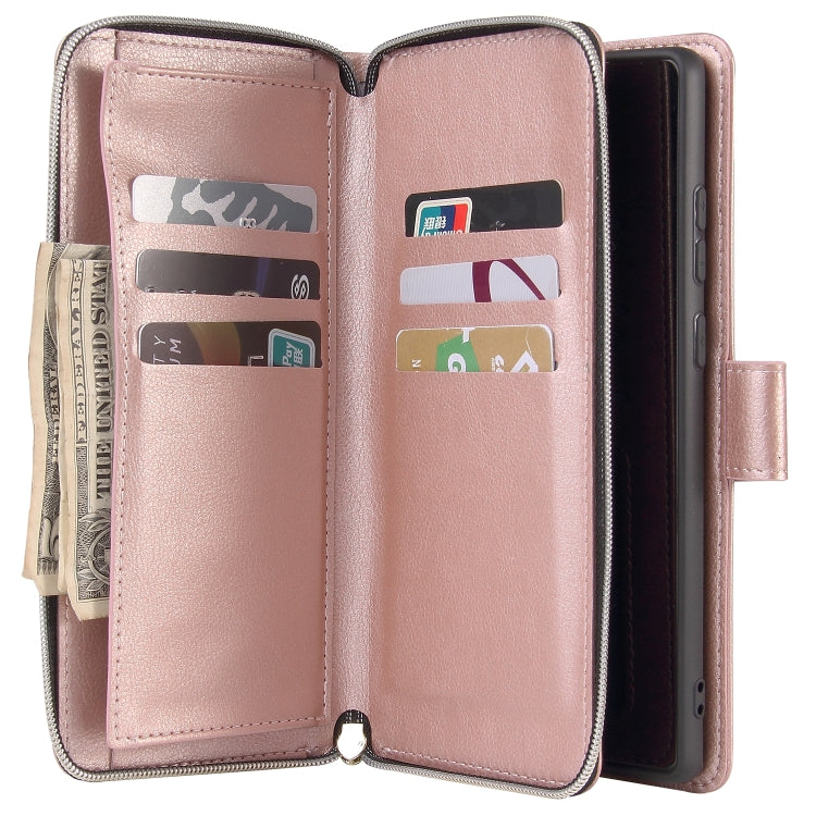 For Samsung Galaxy Note20 Zipper Wallet Bag Horizontal Flip PU Leather Case with Holder & 9 Card Slots & Wallet & Lanyard & Photo Frame