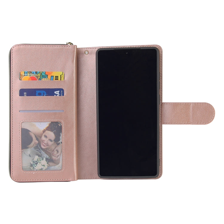 For Samsung Galaxy Note20 Zipper Wallet Bag Horizontal Flip PU Leather Case with Holder & 9 Card Slots & Wallet & Lanyard & Photo Frame