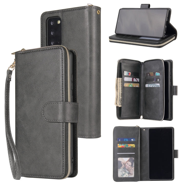 For Samsung Galaxy Note20 Zipper Wallet Bag Horizontal Flip PU Leather Case with Holder & 9 Card Slots & Wallet & Lanyard & Photo Frame