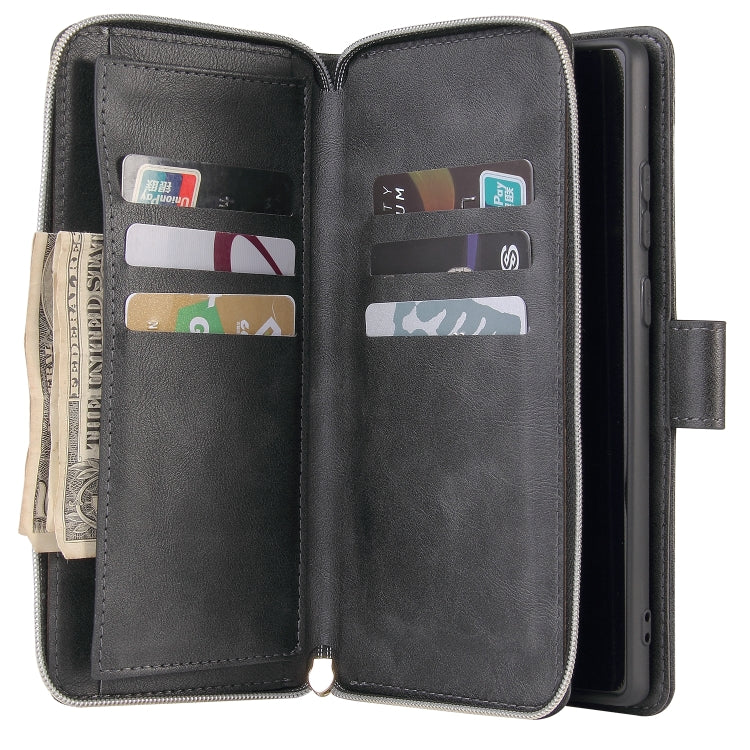 For Samsung Galaxy Note20 Zipper Wallet Bag Horizontal Flip PU Leather Case with Holder & 9 Card Slots & Wallet & Lanyard & Photo Frame