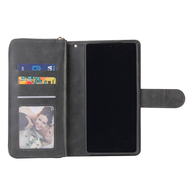 For Samsung Galaxy Note20 Zipper Wallet Bag Horizontal Flip PU Leather Case with Holder & 9 Card Slots & Wallet & Lanyard & Photo Frame