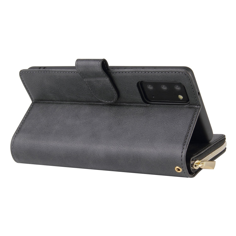 For Samsung Galaxy Note20 Zipper Wallet Bag Horizontal Flip PU Leather Case with Holder & 9 Card Slots & Wallet & Lanyard & Photo Frame