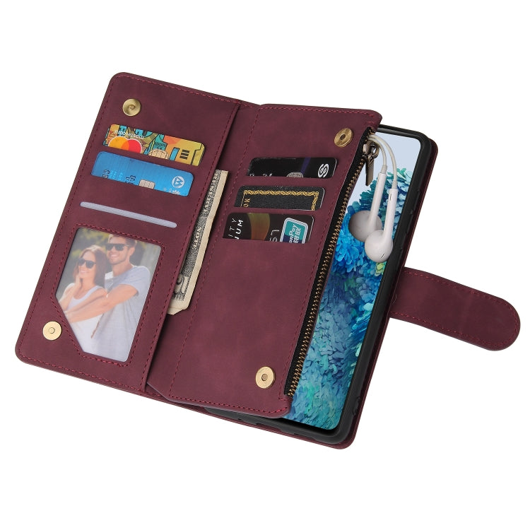 For Samsung Galaxy S20 FE 5G Zipper Wallet Bag Horizontal Flip PU Leather Case with Holder & 9 Card Slots & Wallet & Lanyard & Photo Frame