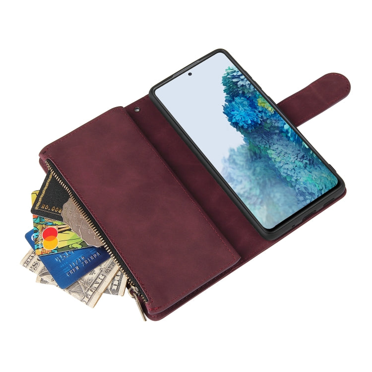 For Samsung Galaxy S20 FE 5G Zipper Wallet Bag Horizontal Flip PU Leather Case with Holder & 9 Card Slots & Wallet & Lanyard & Photo Frame