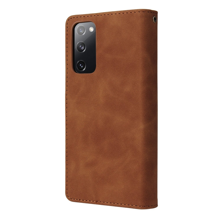 For Samsung Galaxy S20 FE 5G Zipper Wallet Bag Horizontal Flip PU Leather Case with Holder & 9 Card Slots & Wallet & Lanyard & Photo Frame