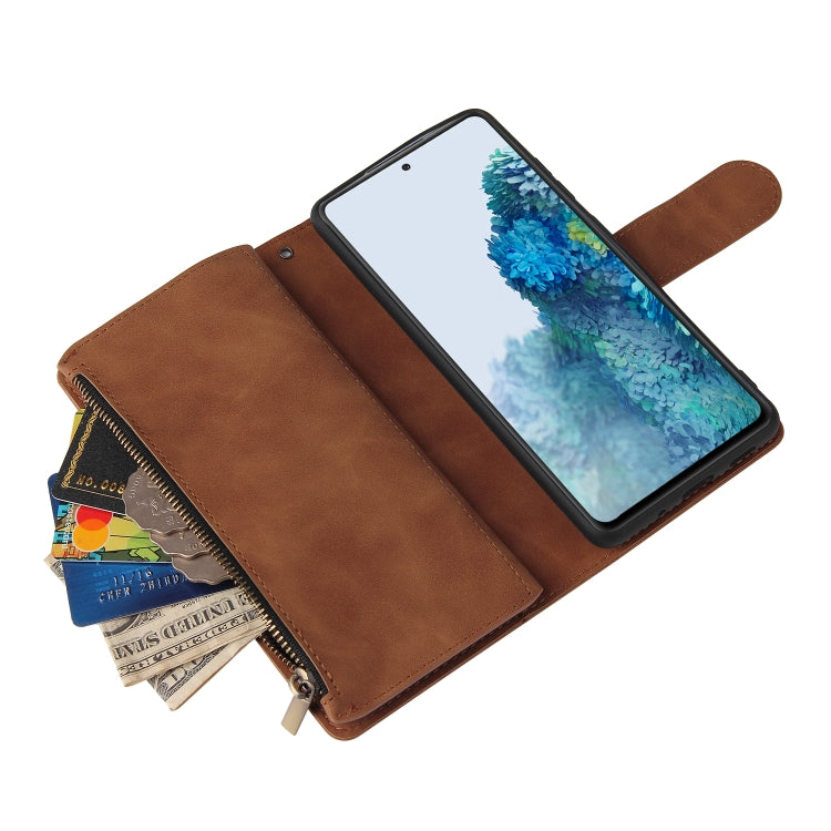 For Samsung Galaxy S20 FE 5G Zipper Wallet Bag Horizontal Flip PU Leather Case with Holder & 9 Card Slots & Wallet & Lanyard & Photo Frame