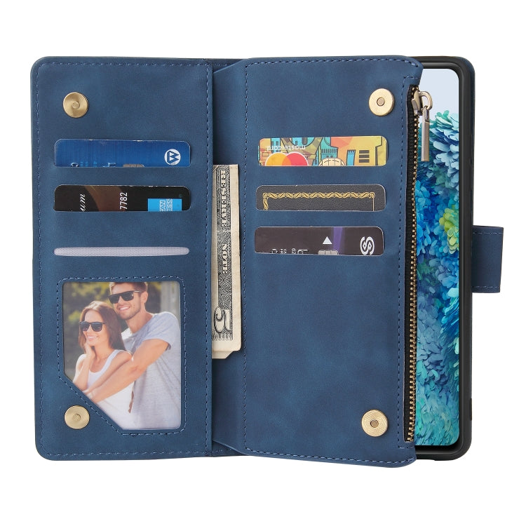 For Samsung Galaxy S20 FE 5G Zipper Wallet Bag Horizontal Flip PU Leather Case with Holder & 9 Card Slots & Wallet & Lanyard & Photo Frame