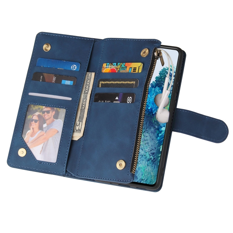 For Samsung Galaxy S20 FE 5G Zipper Wallet Bag Horizontal Flip PU Leather Case with Holder & 9 Card Slots & Wallet & Lanyard & Photo Frame