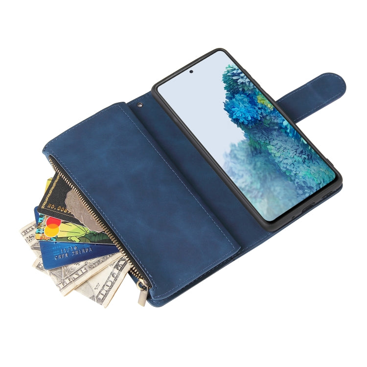 For Samsung Galaxy S20 FE 5G Zipper Wallet Bag Horizontal Flip PU Leather Case with Holder & 9 Card Slots & Wallet & Lanyard & Photo Frame