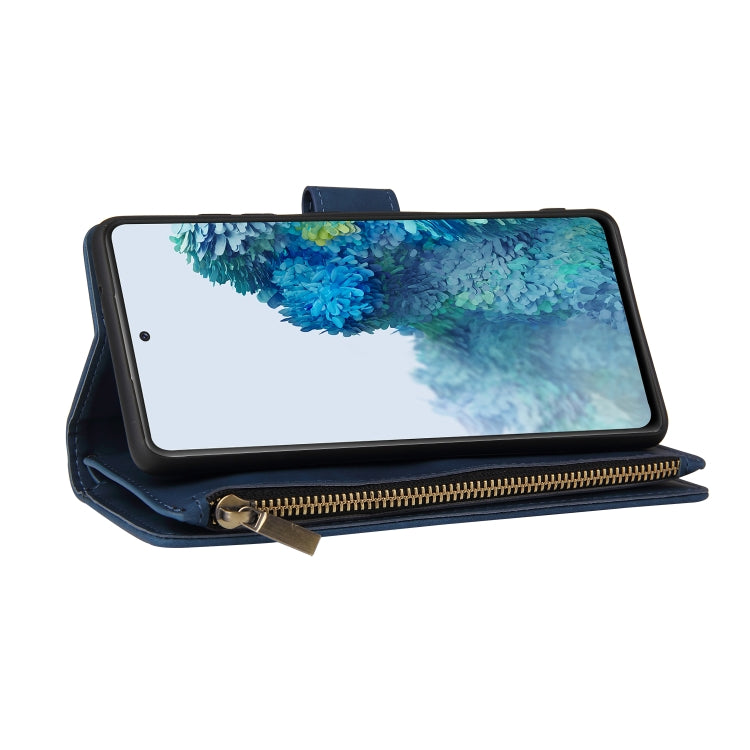 For Samsung Galaxy S20 FE 5G Zipper Wallet Bag Horizontal Flip PU Leather Case with Holder & 9 Card Slots & Wallet & Lanyard & Photo Frame