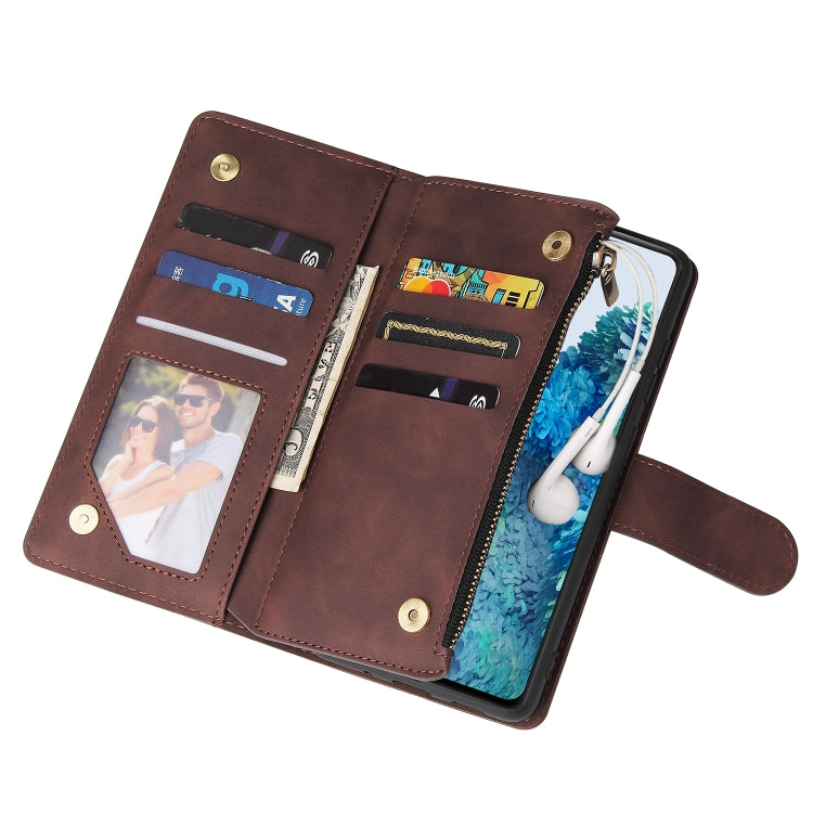 For Samsung Galaxy S20 FE 5G Zipper Wallet Bag Horizontal Flip PU Leather Case with Holder & 9 Card Slots & Wallet & Lanyard & Photo Frame