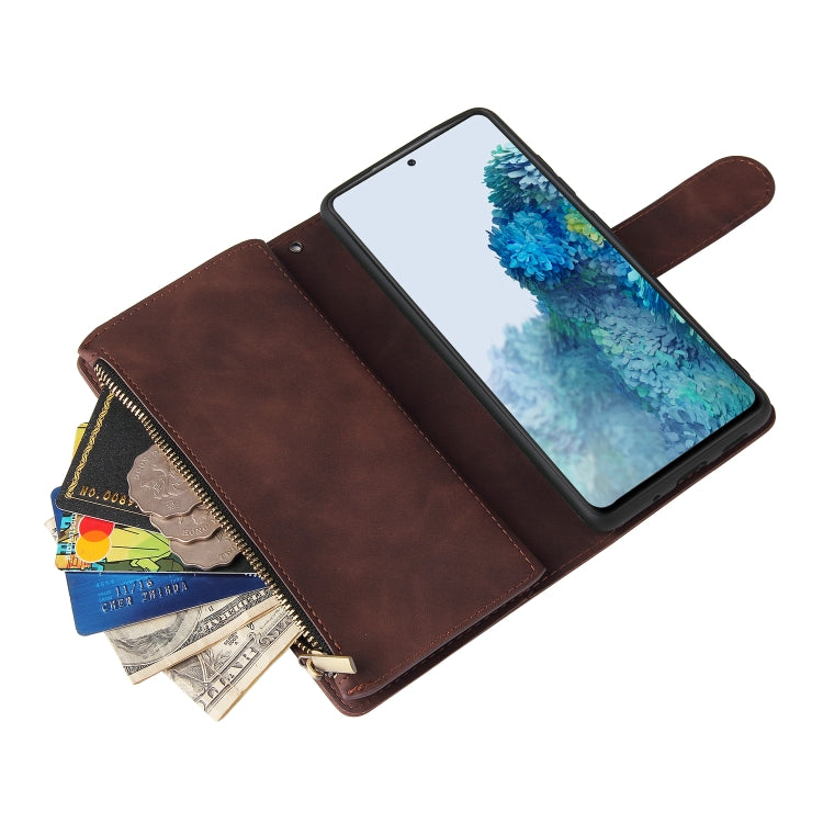 For Samsung Galaxy S20 FE 5G Zipper Wallet Bag Horizontal Flip PU Leather Case with Holder & 9 Card Slots & Wallet & Lanyard & Photo Frame