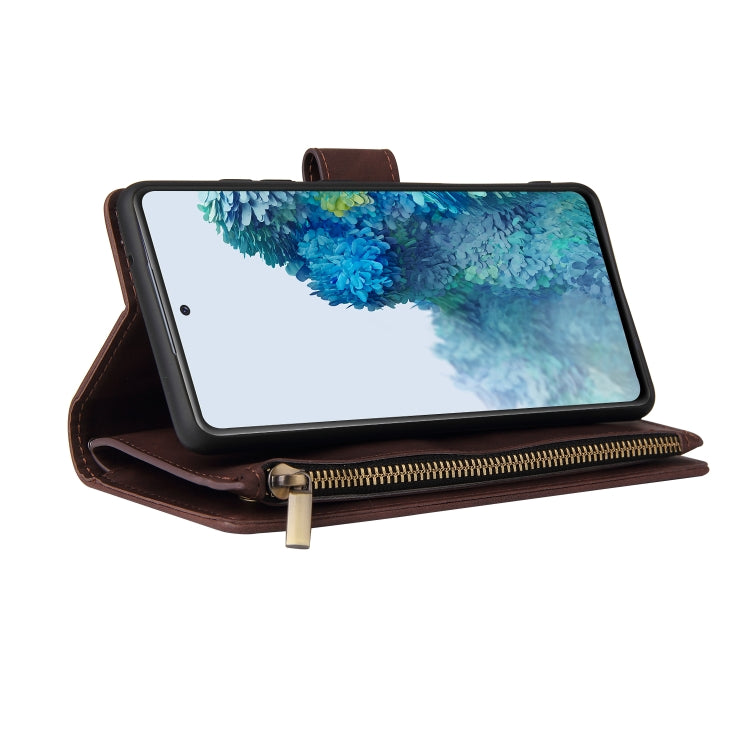 For Samsung Galaxy S20 FE 5G Zipper Wallet Bag Horizontal Flip PU Leather Case with Holder & 9 Card Slots & Wallet & Lanyard & Photo Frame