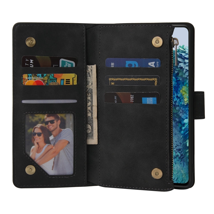 For Samsung Galaxy S20 FE 5G Zipper Wallet Bag Horizontal Flip PU Leather Case with Holder & 9 Card Slots & Wallet & Lanyard & Photo Frame