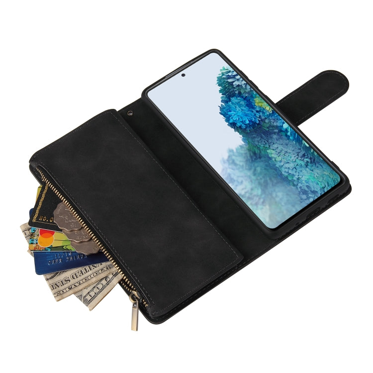 For Samsung Galaxy S20 FE 5G Zipper Wallet Bag Horizontal Flip PU Leather Case with Holder & 9 Card Slots & Wallet & Lanyard & Photo Frame