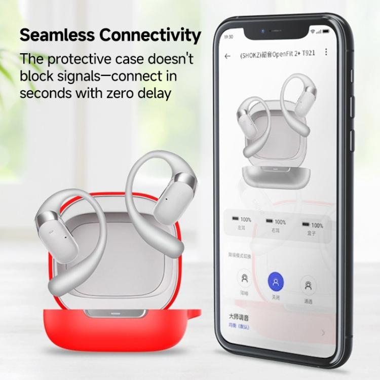 For Shokz OPENFIT 2+T921 Solid Color Silicone Earphone Protective Cover with Hook