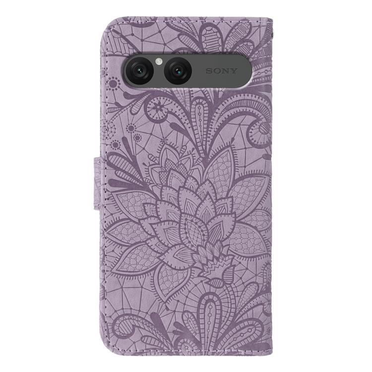 For Sony Xperia 10 VII Lace Flower Embossing Flip Leather Phone Case