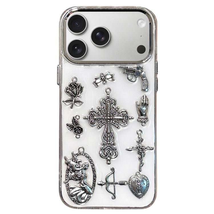 For iPhone 17 Pro Max Large Hole Camera Frame Dark-themed Gun Design Full Coverage Phone Case