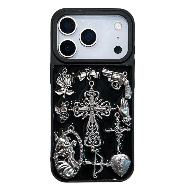 For iPhone 17 Pro Large Hole Camera Frame Dark-themed Gun Design Full Coverage Phone Case