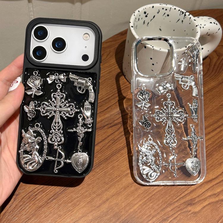 For iPhone 16 Pro Max Large Hole Camera Frame Dark-themed Gun Design Full Coverage Phone Case