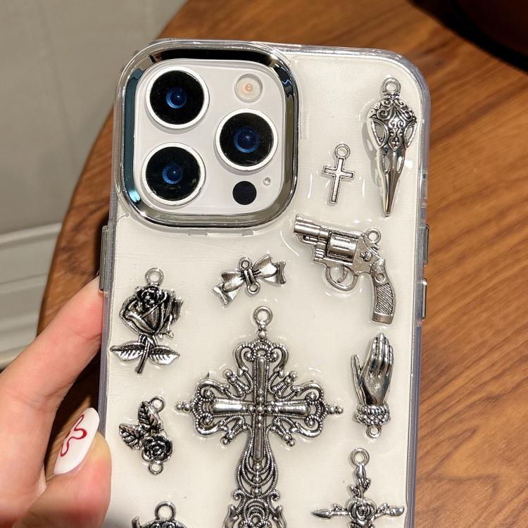 For iPhone 16 Pro Max Large Hole Camera Frame Dark-themed Gun Design Full Coverage Phone Case