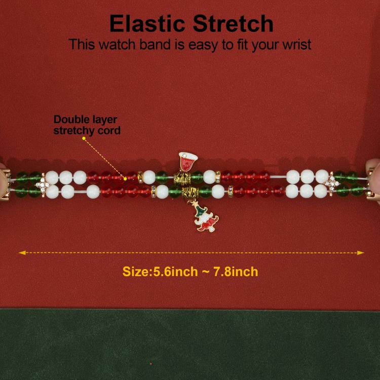For Apple Watch 46mm / 49mm / 45mm / 44mm Width 14mm Christmas Beads Chain Watch Band - Red Green White