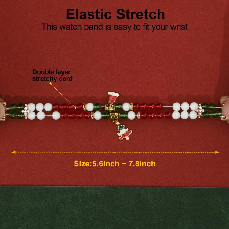 For Apple Watch 42mm / 41mm / 40mm / 38mm Width 14mm Christmas Beads Chain Watch Band - Red Green White