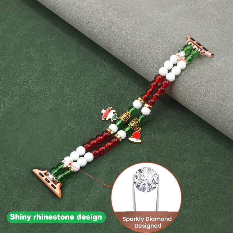 For Apple Watch 42mm / 41mm / 40mm / 38mm Width 14mm Christmas Beads Chain Watch Band - Red Green White