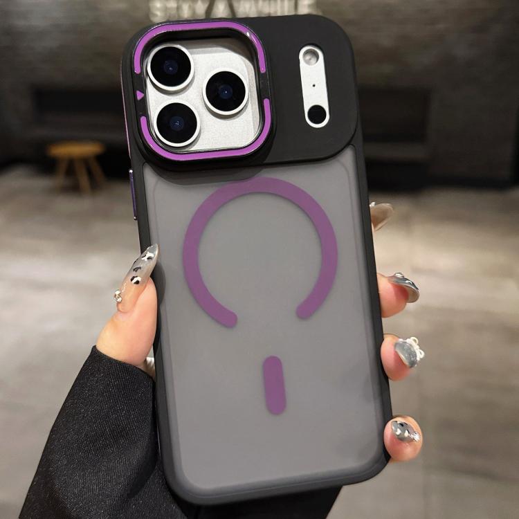 For iPhone 17 Pro Max Skin Feel Frosted Metal Lens Holder MagSafe Magnetic Phone Case