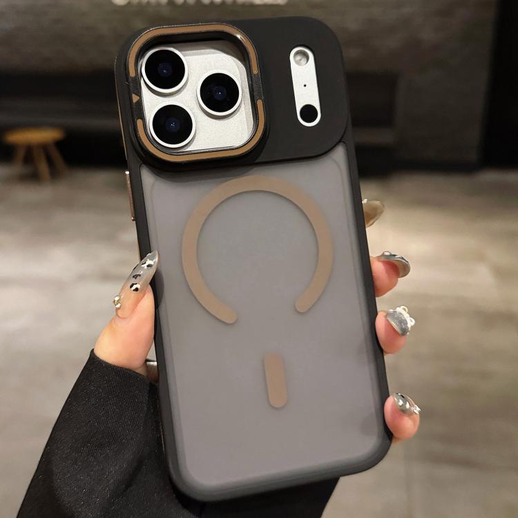 For iPhone 17 Pro Max Skin Feel Frosted Metal Lens Holder MagSafe Magnetic Phone Case