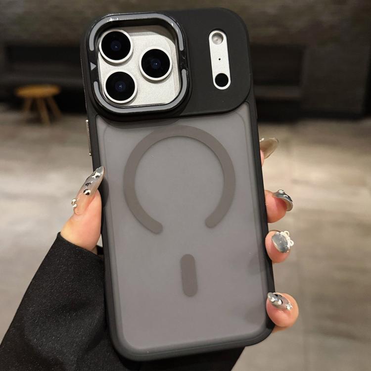 For iPhone 17 Pro Skin Feel Frosted Metal Lens Holder MagSafe Magnetic Phone Case