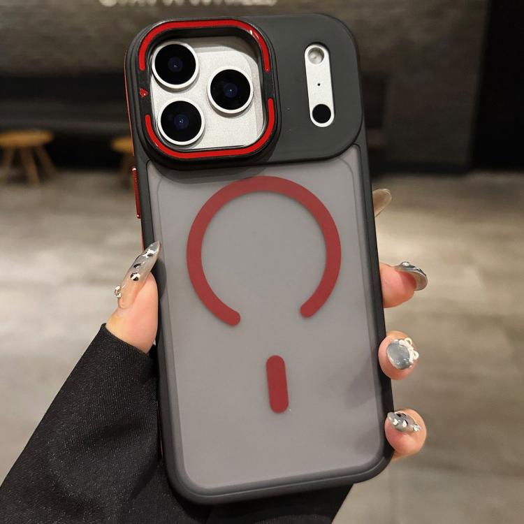 For iPhone 17 Pro Skin Feel Frosted Metal Lens Holder MagSafe Magnetic Phone Case