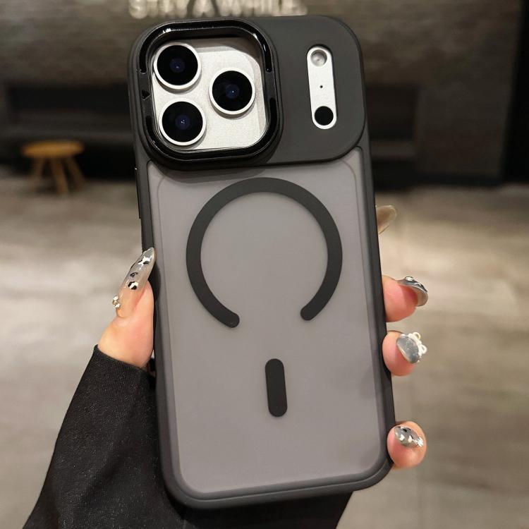 For iPhone 17 Pro Skin Feel Frosted Metal Lens Holder MagSafe Magnetic Phone Case