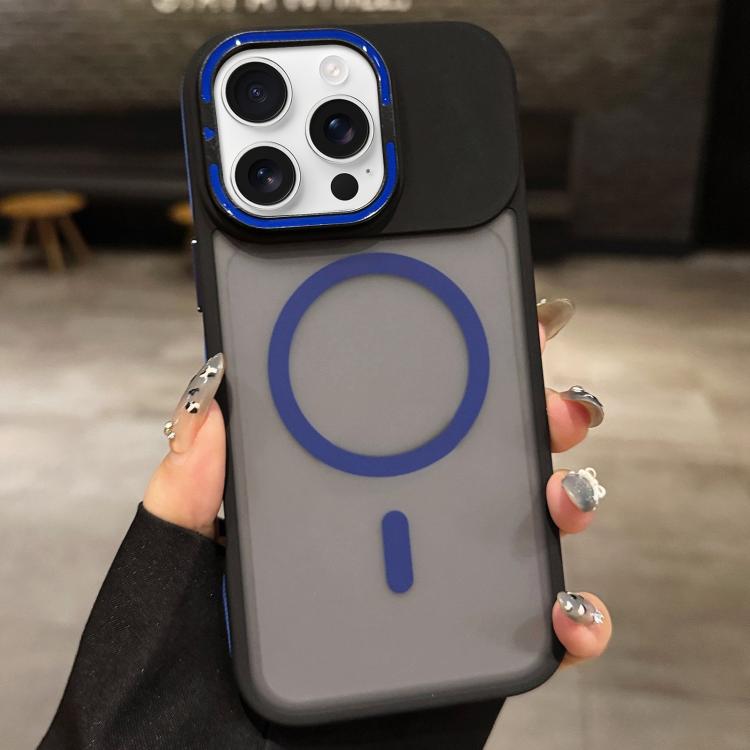 For iPhone 16 Pro Max Skin Feel Frosted Metal Lens Holder MagSafe Magnetic Phone Case